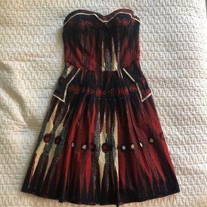 Strapless Print Empire Waist Dress